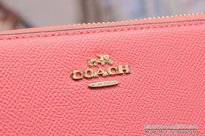 COACH蔻馳 F52859 pvc配皮 經典logo專櫃新款 馬車標拼色 長款拉鏈錢包 outlets款  Chz1335